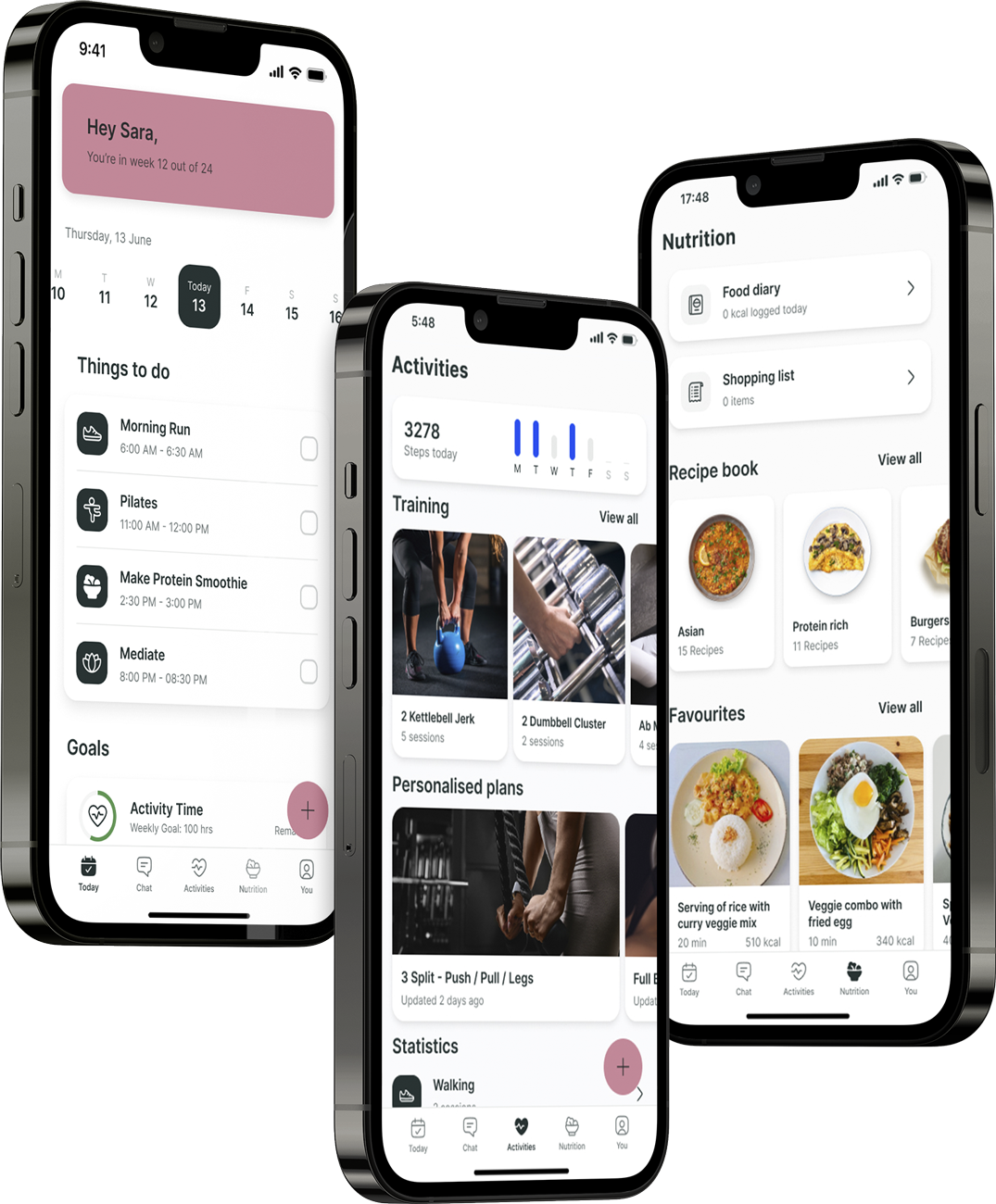A mockup of the coaching app showcasing the features.
